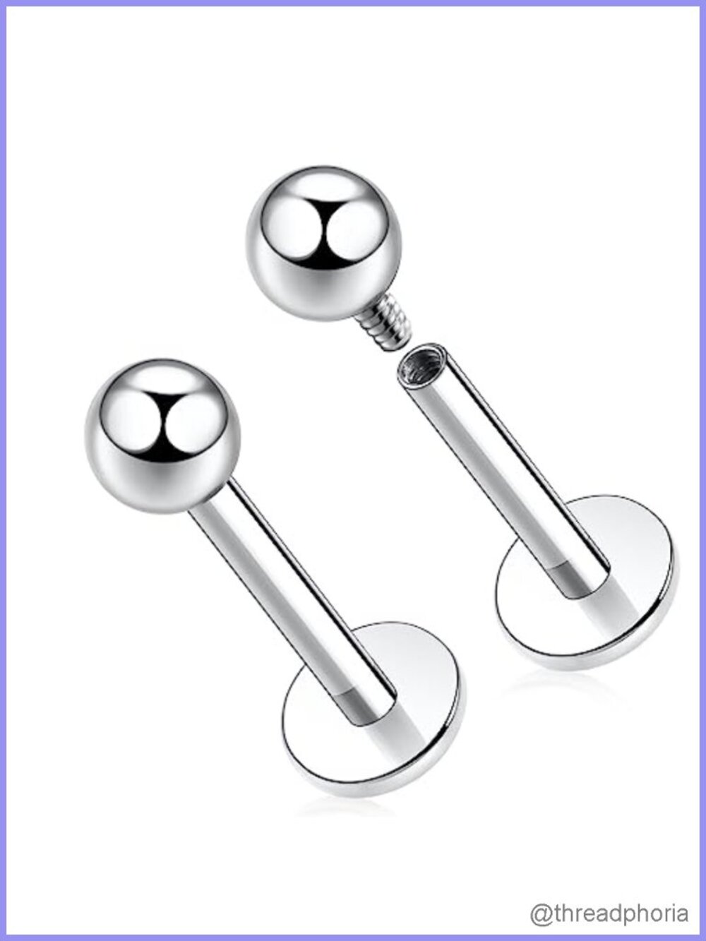 G23 Titanium Internally Threaded Labret Studs Flat Back Piercing Jewelry